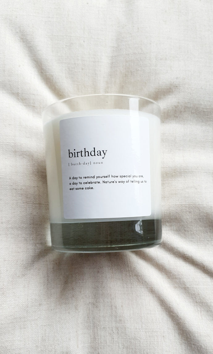 Birthday Dictionary Candle