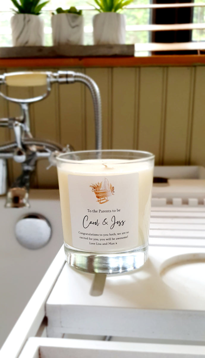 New parents to be gift candle